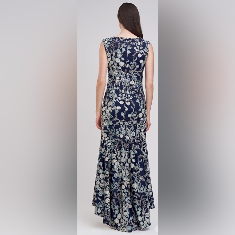 NWT JS Collections Elegant Navy Floral Maxi Dress size 6 - Picture 3 of 6